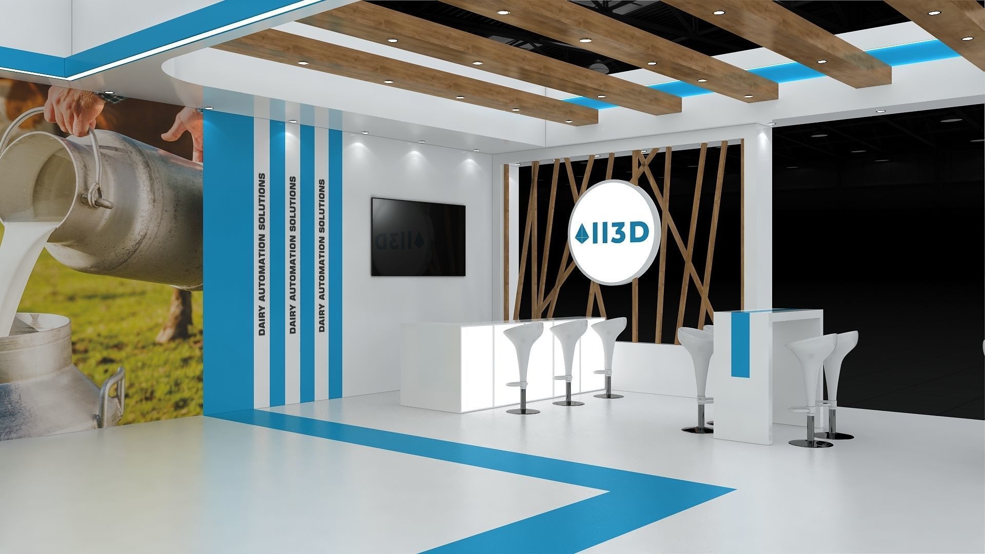 Exhibition Stand Stall Three Side Open 19X09 3D model_8