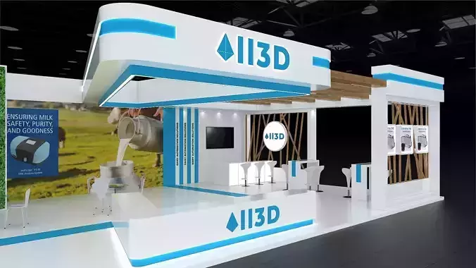 Exhibition Stand Stall Three Side Open 19X09 3D model