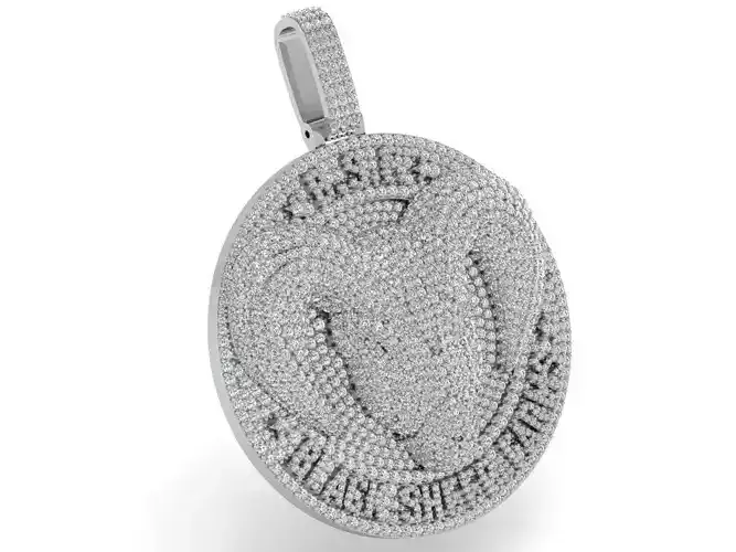 Goat French Pave Circle Pendant 4480