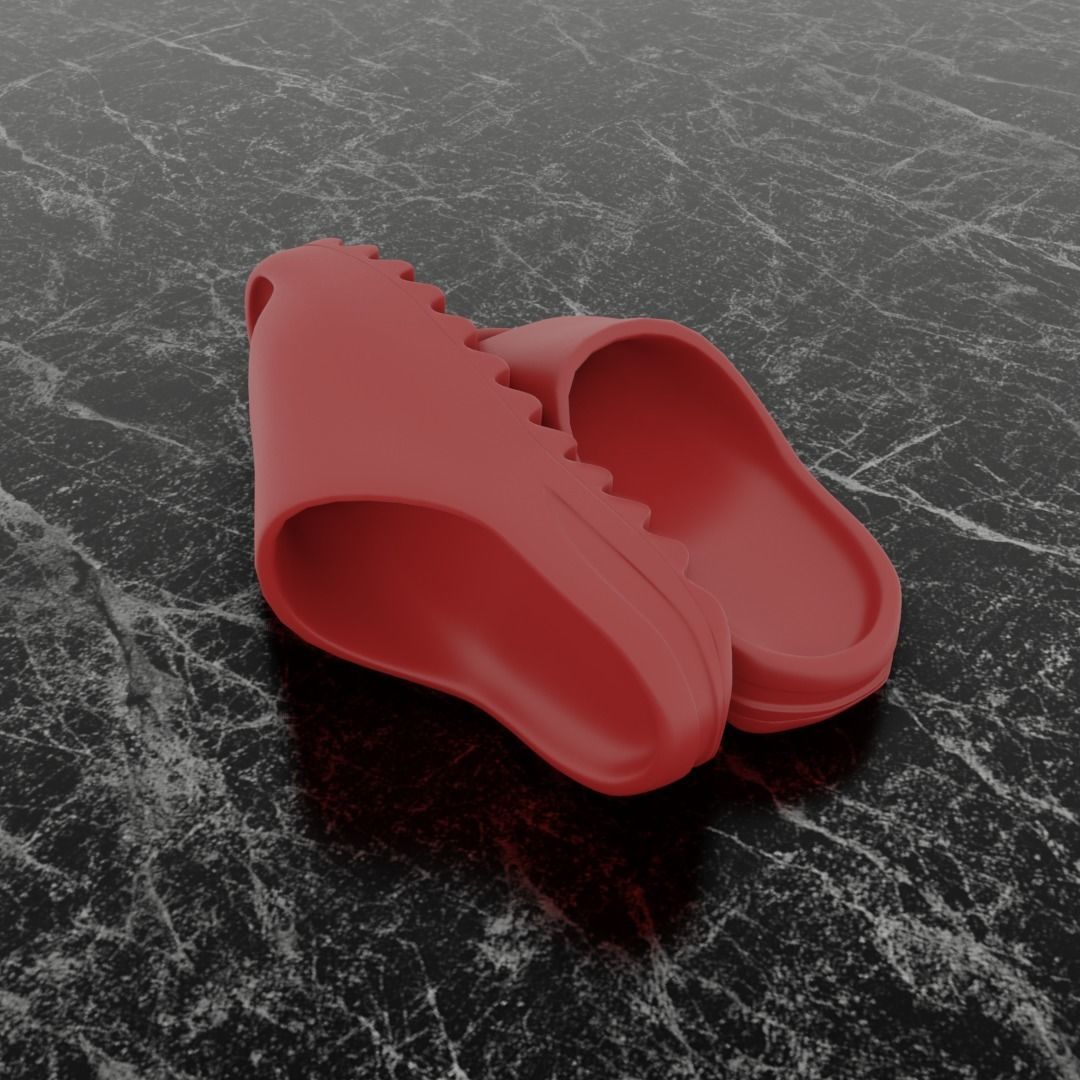 ADIDAS YEEZY SLIPPER - RED Low-poly 3D model_6