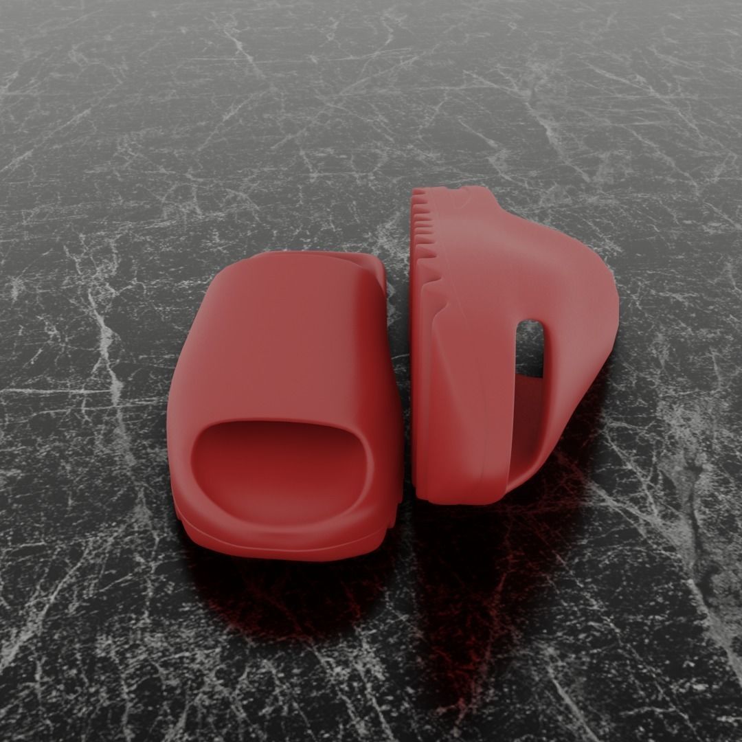 ADIDAS YEEZY SLIPPER - RED Low-poly 3D model_3