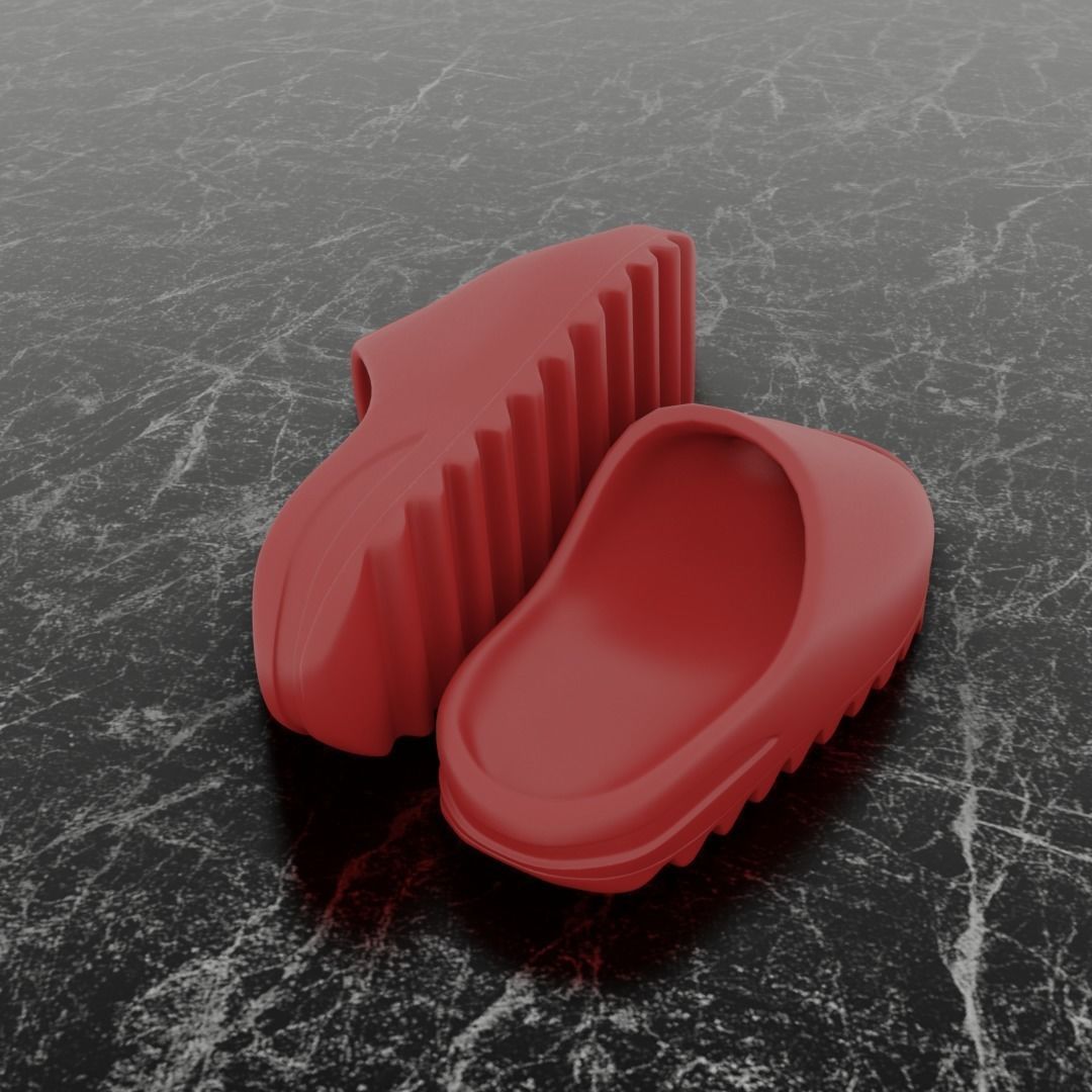 ADIDAS YEEZY SLIPPER - RED Low-poly 3D model_5
