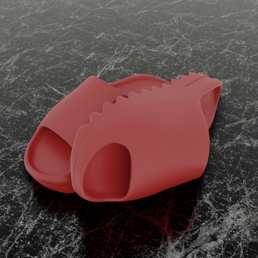 ADIDAS YEEZY SLIPPER - RED Low-poly 3D model_1
