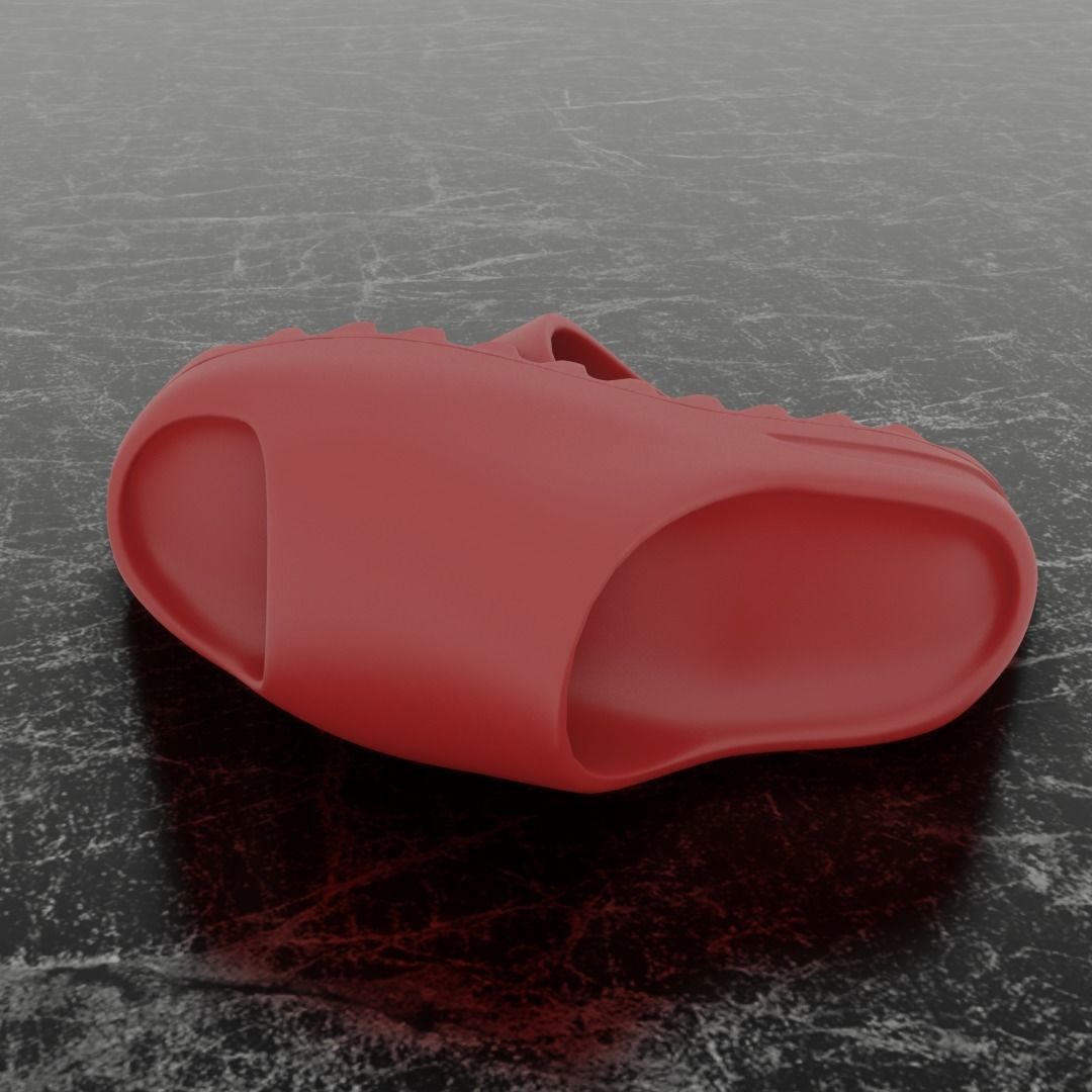 ADIDAS YEEZY SLIPPER - RED Low-poly 3D model_7