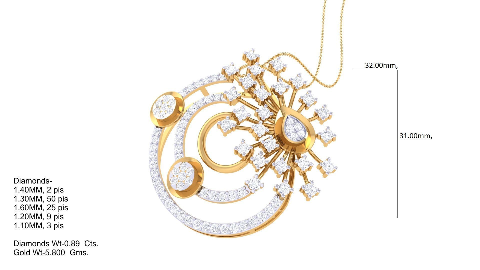 Flower High Jewelry Pendant Earrings Set 3dm stl obj mtl gltf 3D print model_2