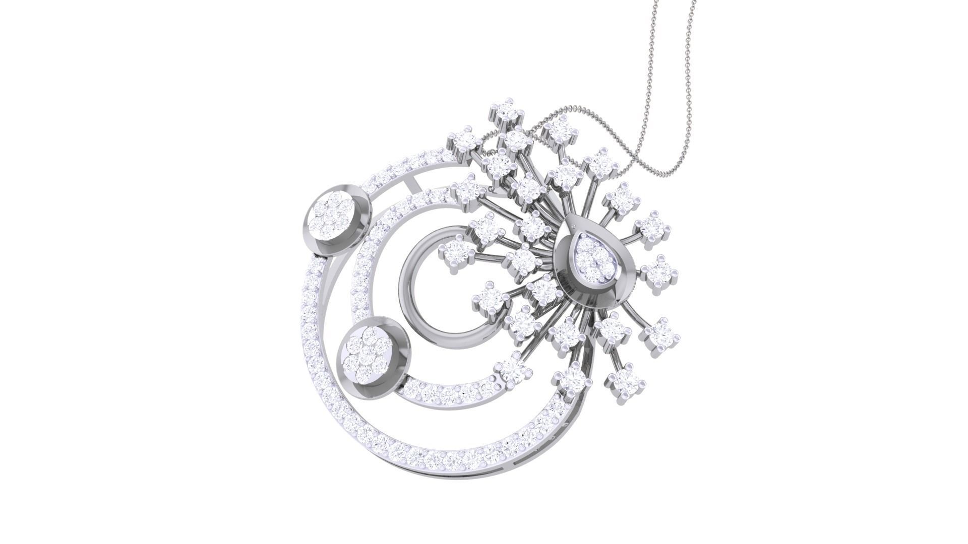 Flower High Jewelry Pendant Earrings Set 3dm stl obj mtl gltf 3D print model_5