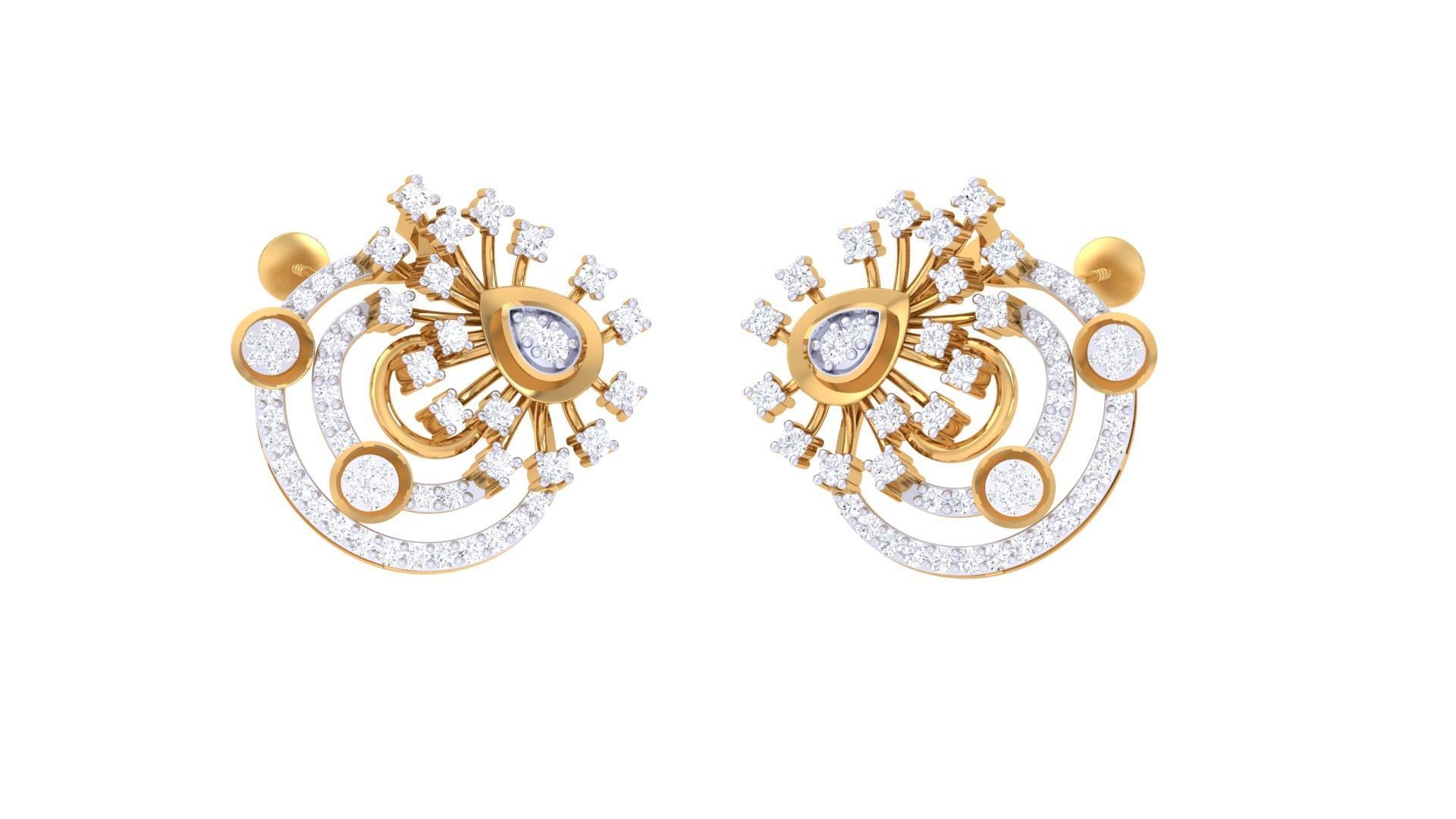 Flower High Jewelry Pendant Earrings Set 3dm stl obj mtl gltf 3D print model_15