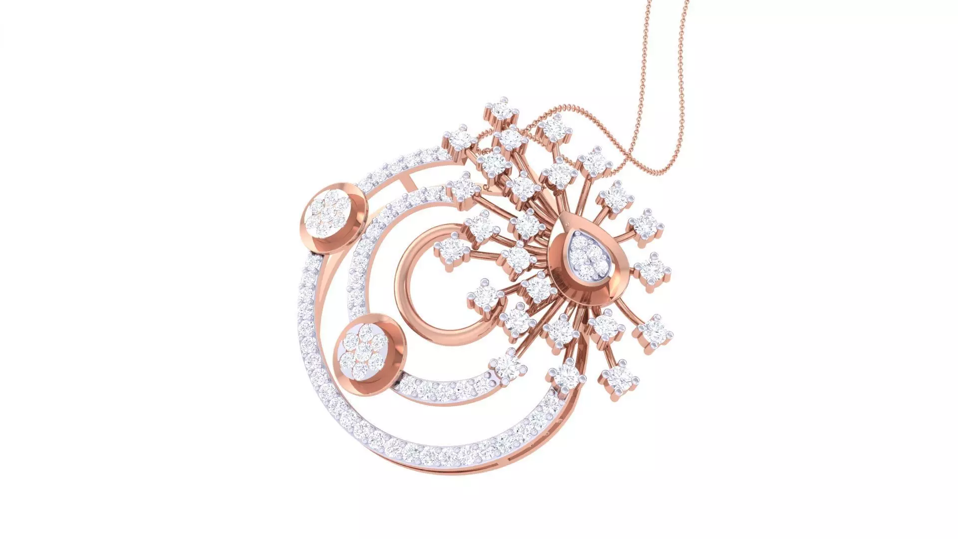 Flower High Jewelry Pendant Earrings Set 3dm stl obj mtl gltf 3D print model_0