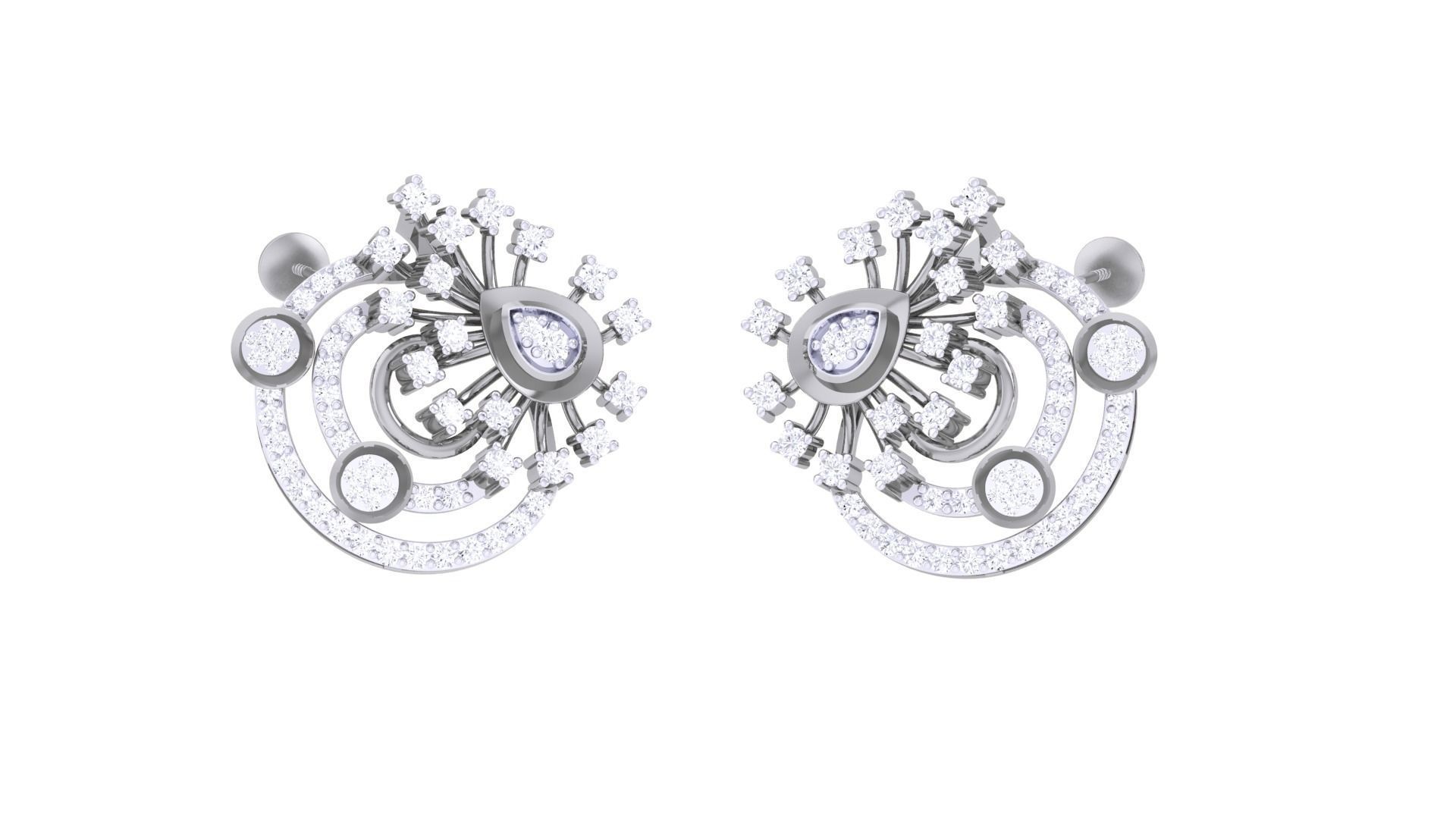 Flower High Jewelry Pendant Earrings Set 3dm stl obj mtl gltf 3D print model_14