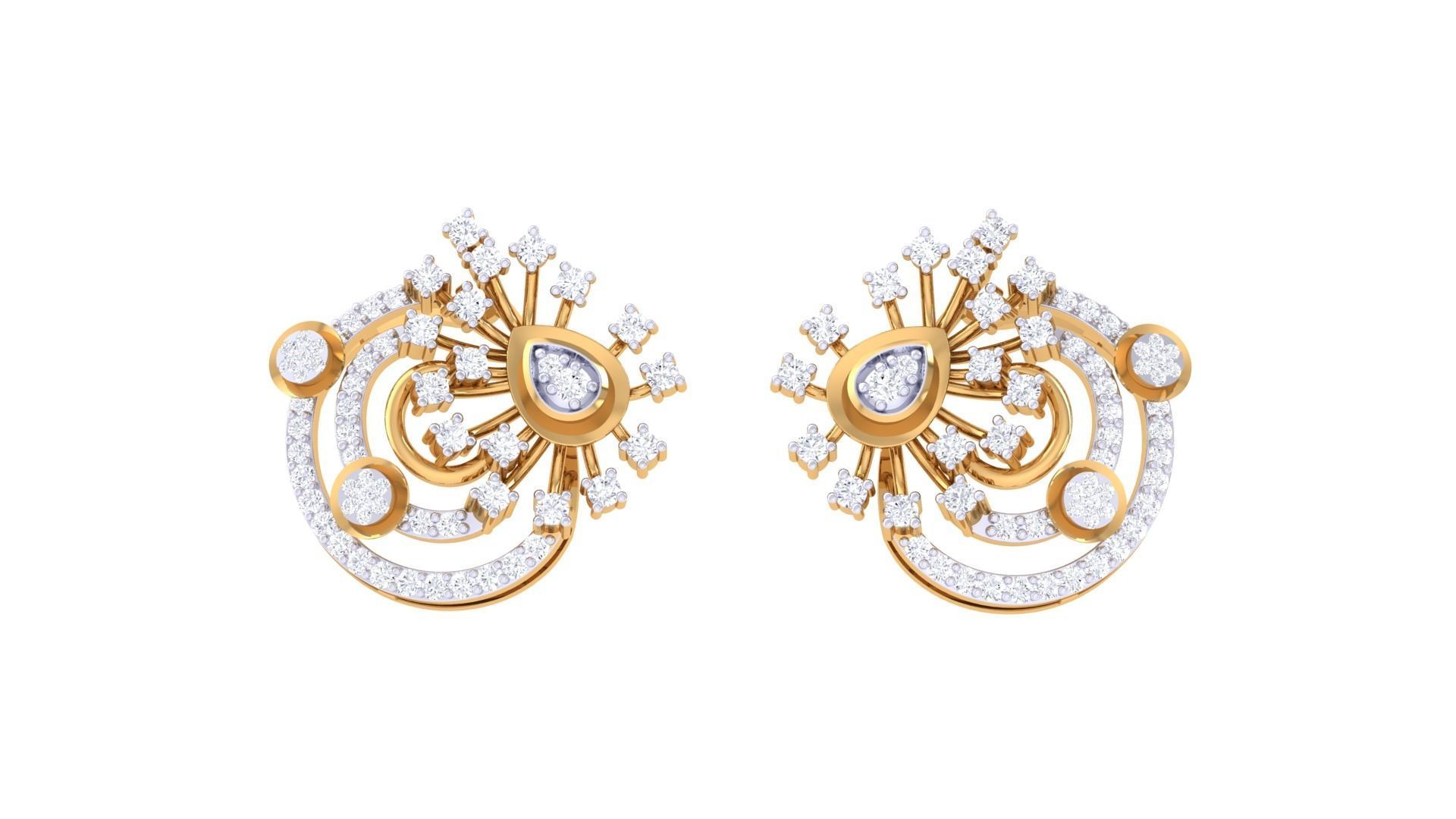 Flower High Jewelry Pendant Earrings Set 3dm stl obj mtl gltf 3D print model_16