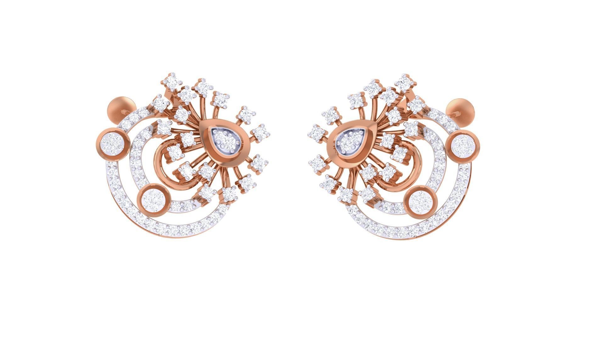 Flower High Jewelry Pendant Earrings Set 3dm stl obj mtl gltf 3D print model_1