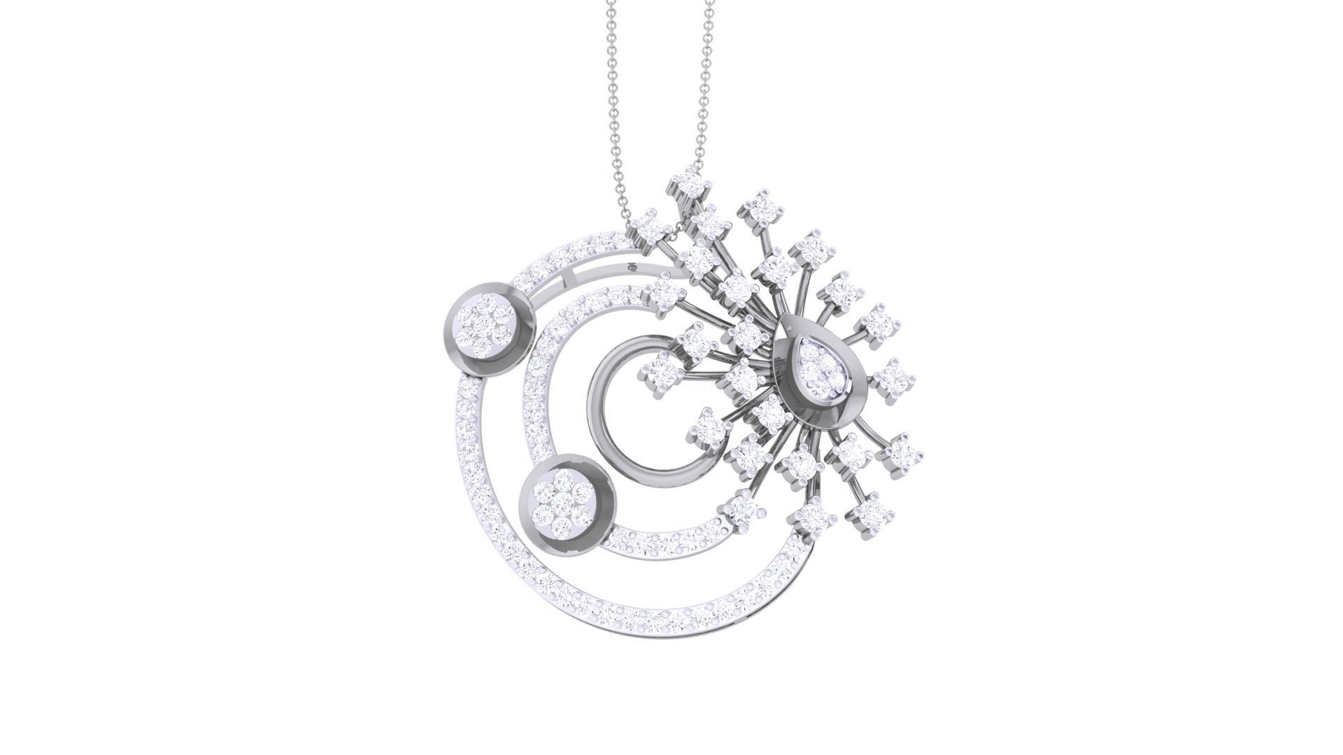 Flower High Jewelry Pendant Earrings Set 3dm stl obj mtl gltf 3D print model_6