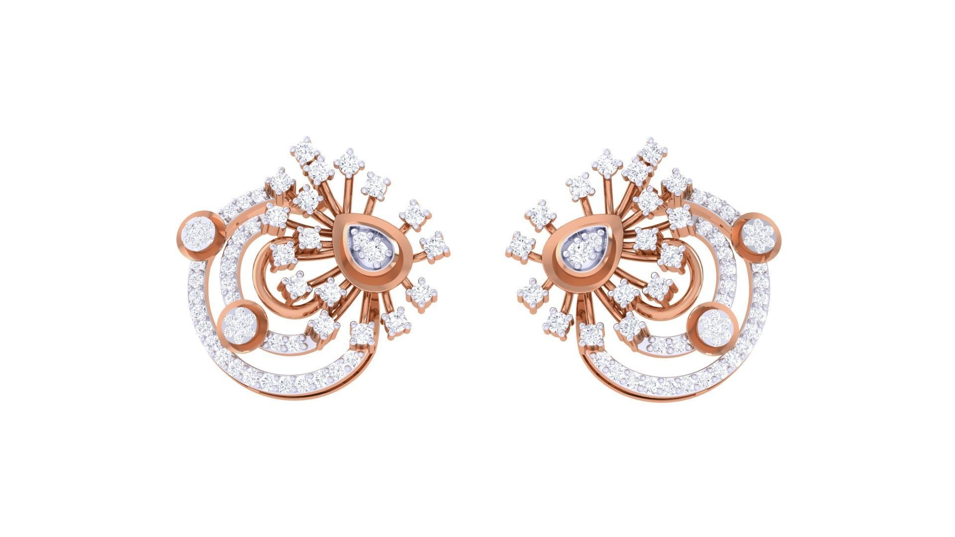 Flower High Jewelry Pendant Earrings Set 3dm stl obj mtl gltf 3D print model_18