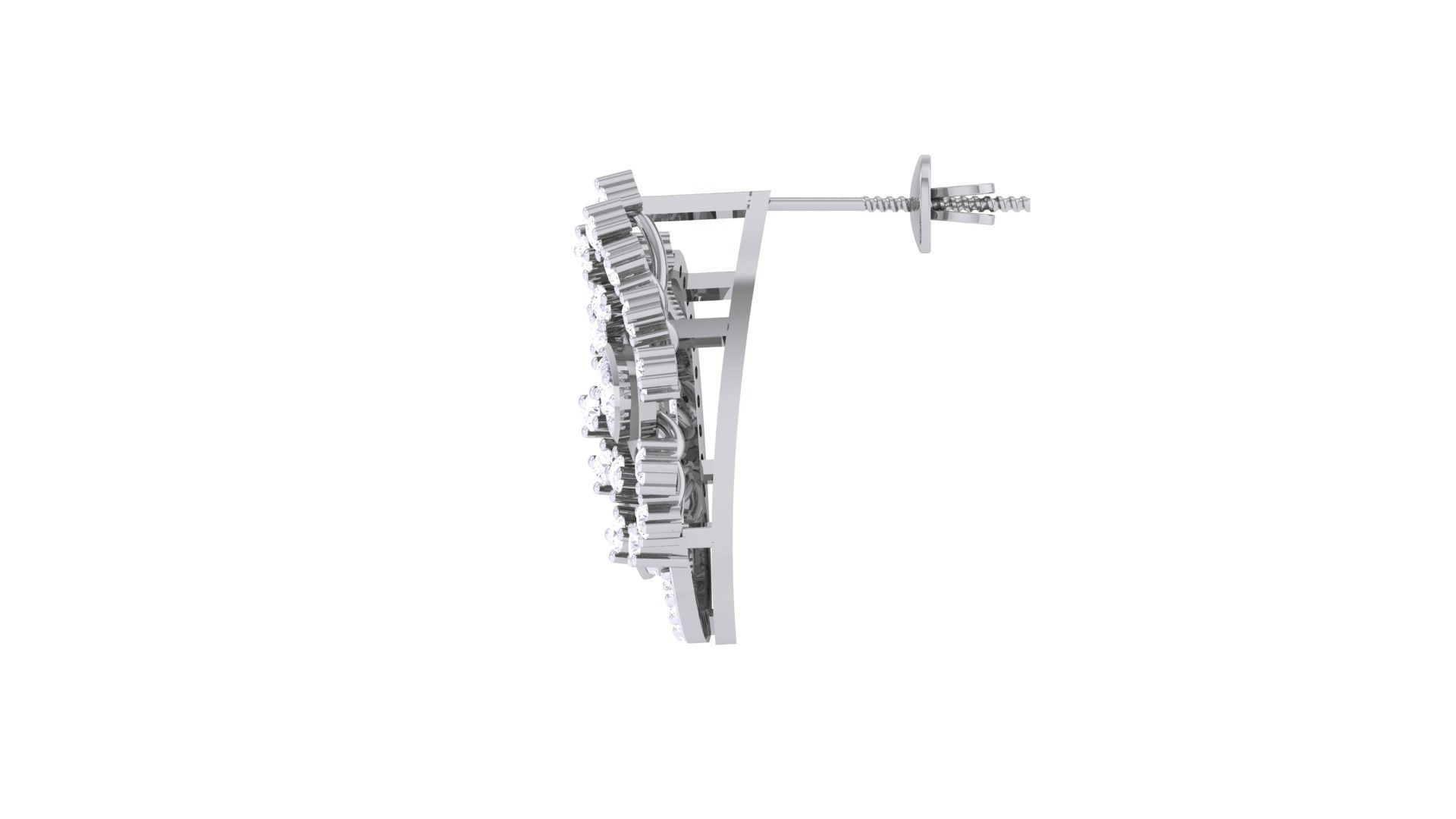 Flower High Jewelry Pendant Earrings Set 3dm stl obj mtl gltf 3D print model_19