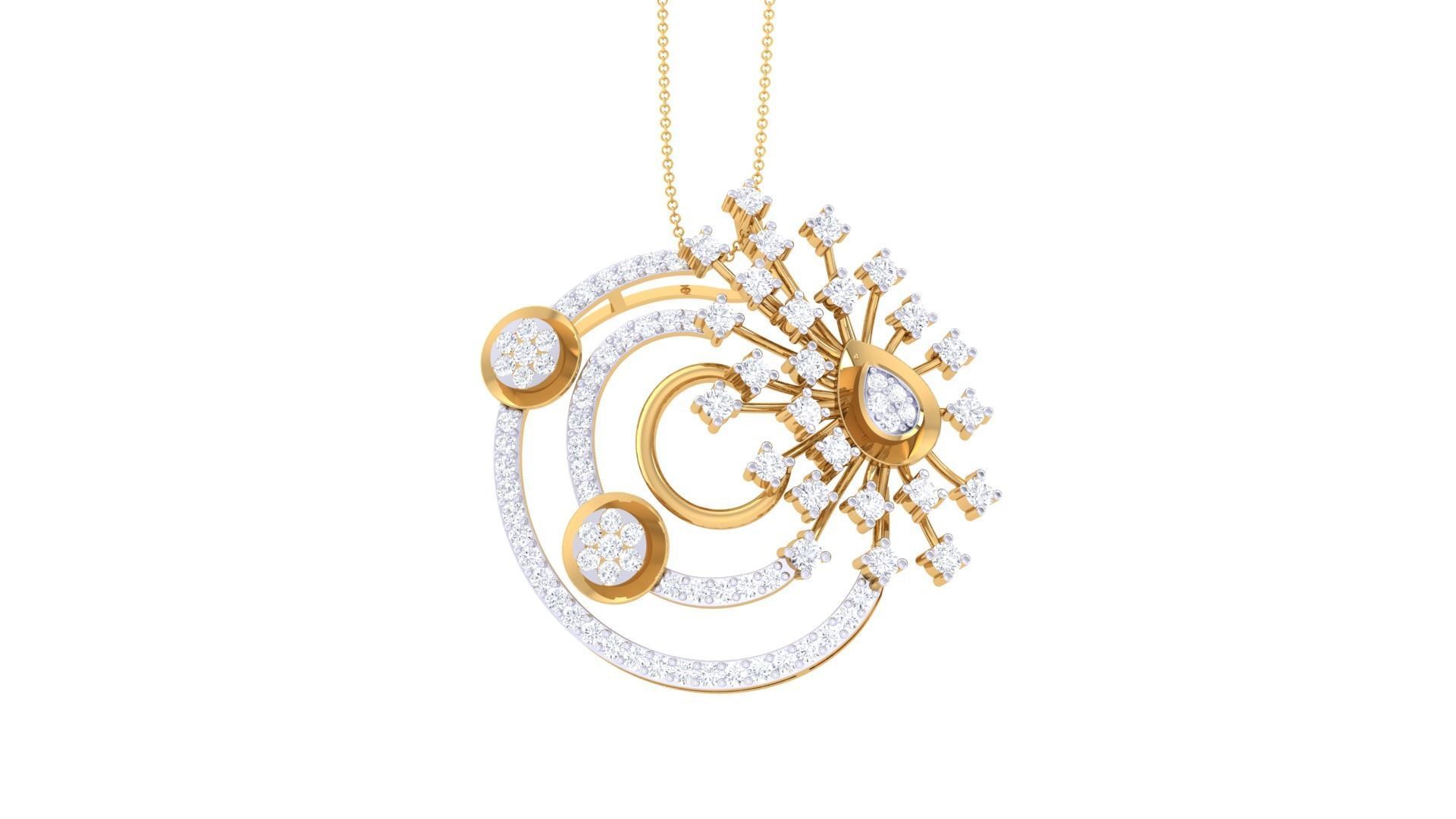 Flower High Jewelry Pendant Earrings Set 3dm stl obj mtl gltf 3D print model_8