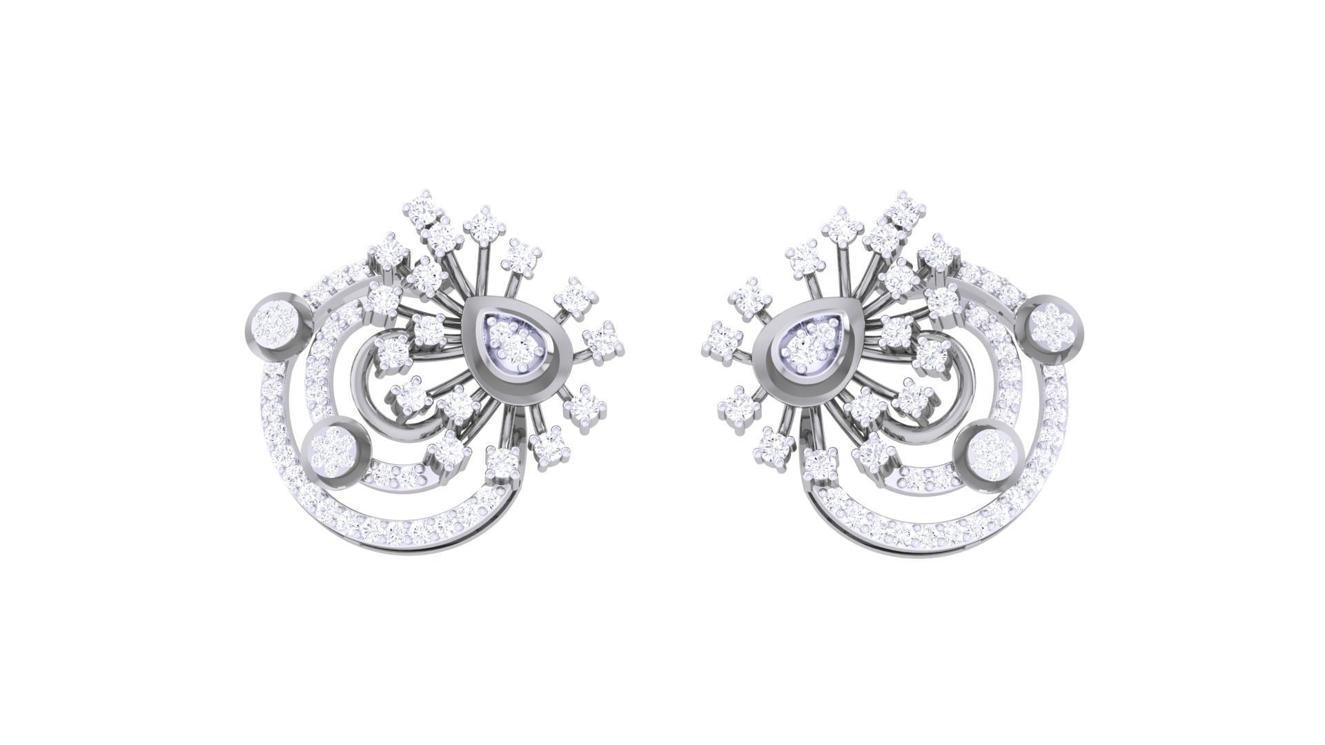 Flower High Jewelry Pendant Earrings Set 3dm stl obj mtl gltf 3D print model_17