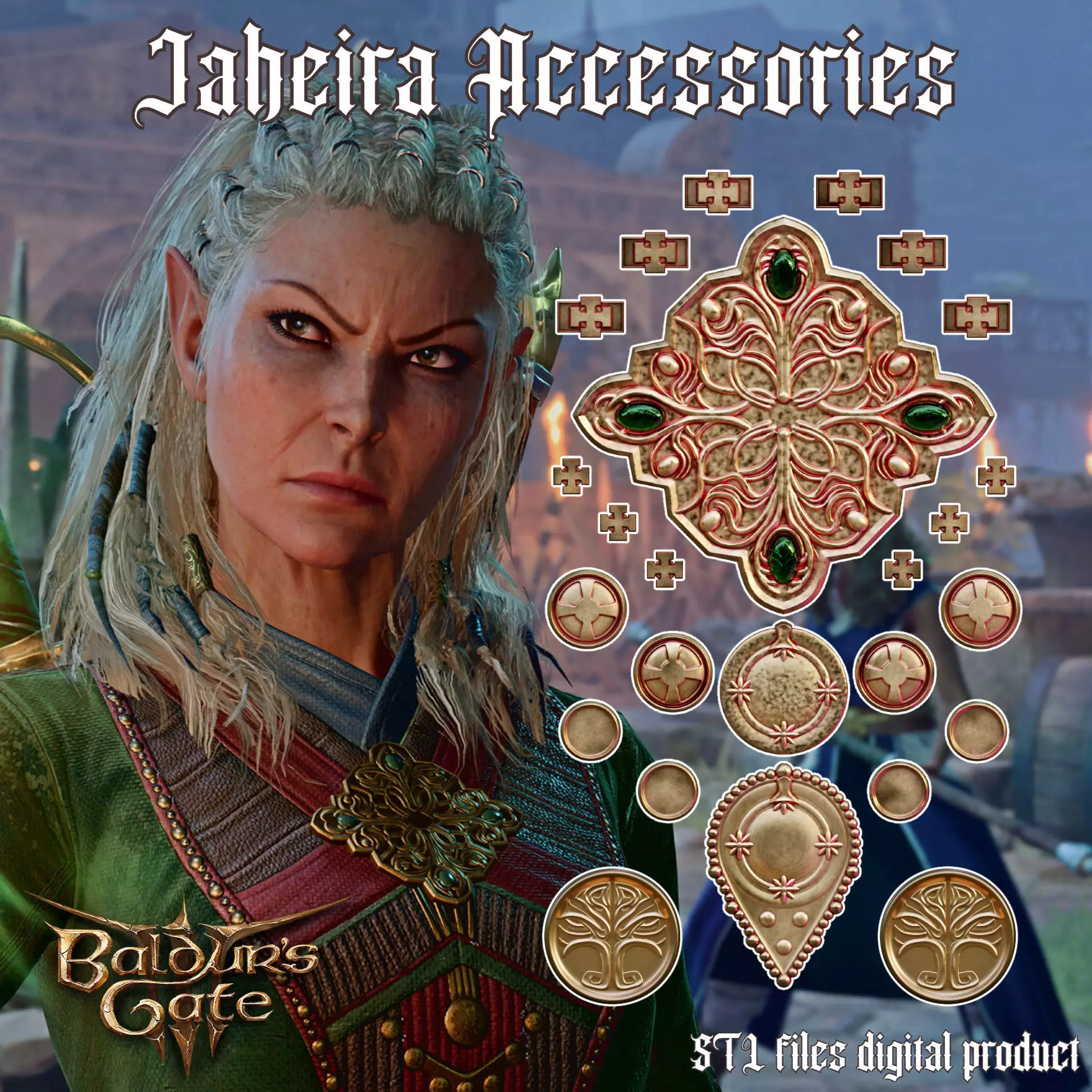 Jaheira Accessories Cosplay Set Baldurs Gate 3 3D print model