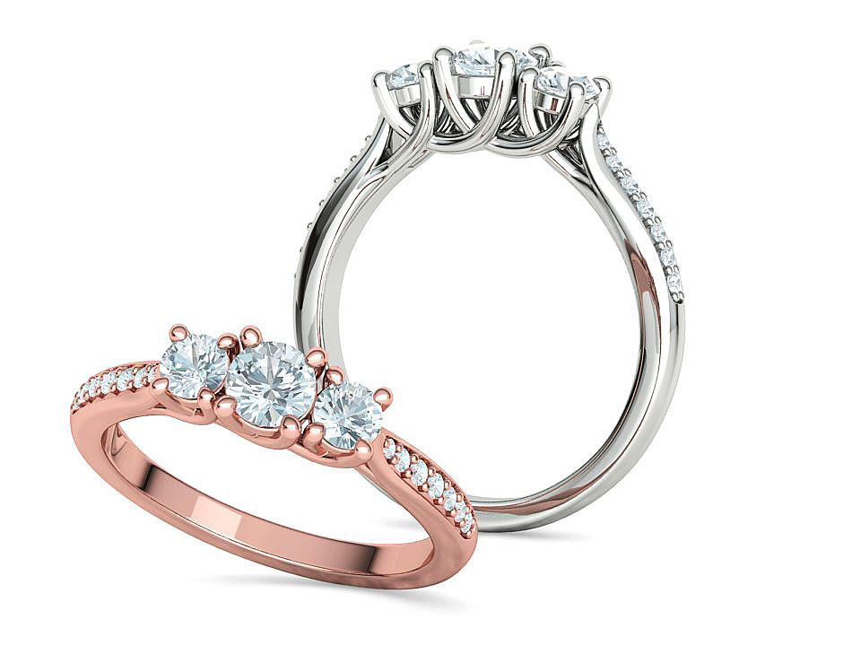 3 diamond Solitaire Trellis Engagement Ring 3Dprint model 3D print model_3