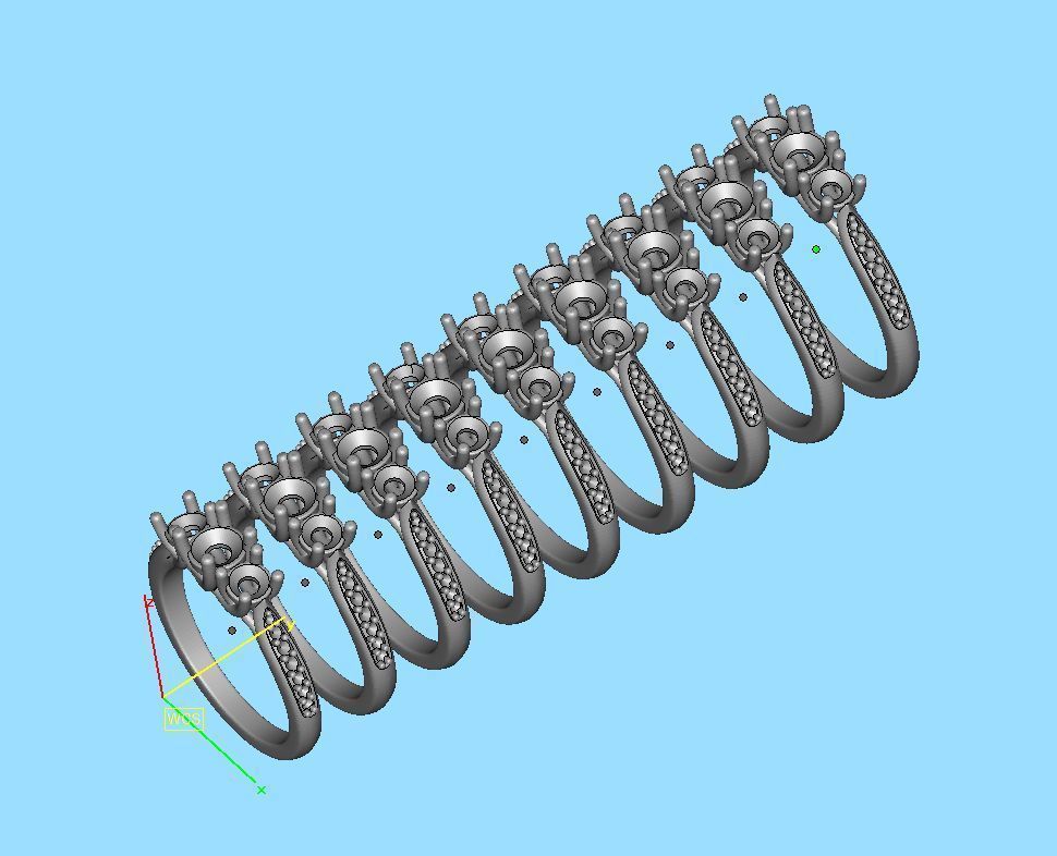 3 diamond Solitaire Trellis Engagement Ring 3Dprint model 3D print model_11