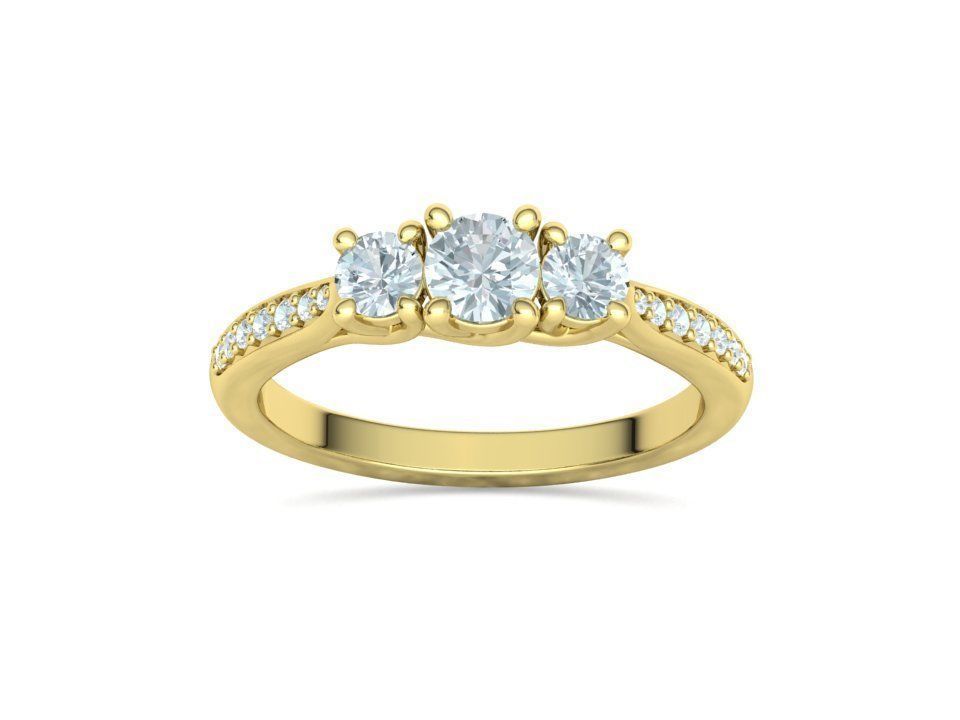 3 diamond Solitaire Trellis Engagement Ring 3Dprint model 3D print model_16