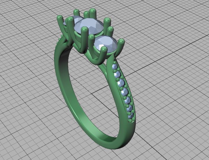 3 diamond Solitaire Trellis Engagement Ring 3Dprint model 3D print model_35