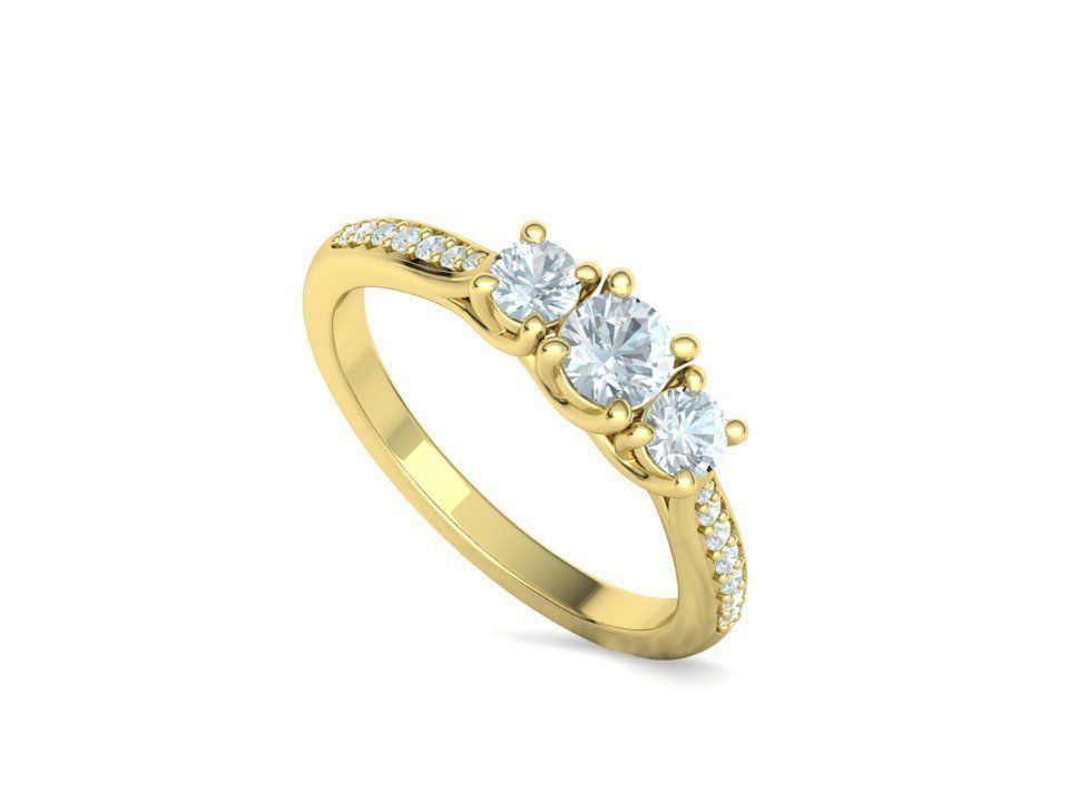 3 diamond Solitaire Trellis Engagement Ring 3Dprint model 3D print model_31