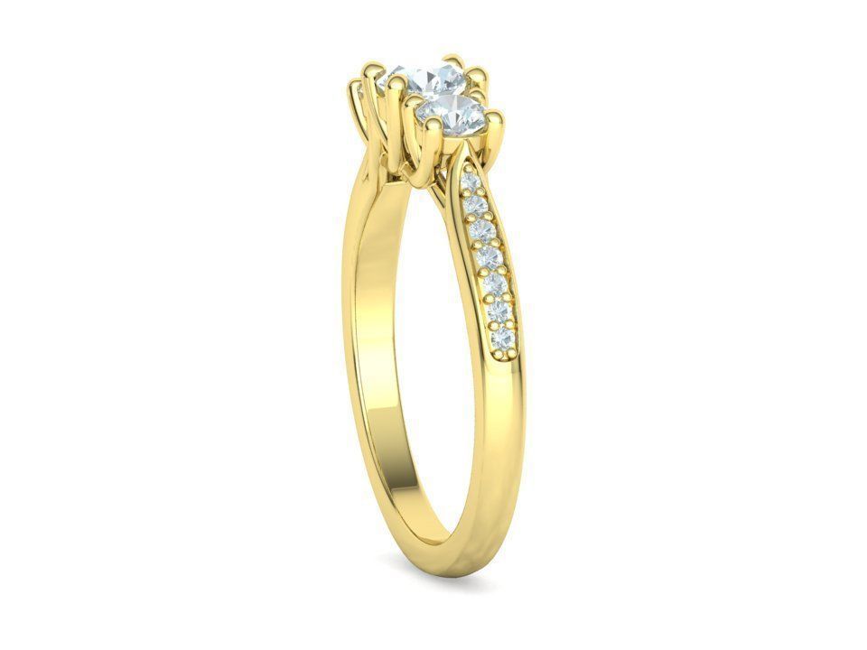 3 diamond Solitaire Trellis Engagement Ring 3Dprint model 3D print model_25