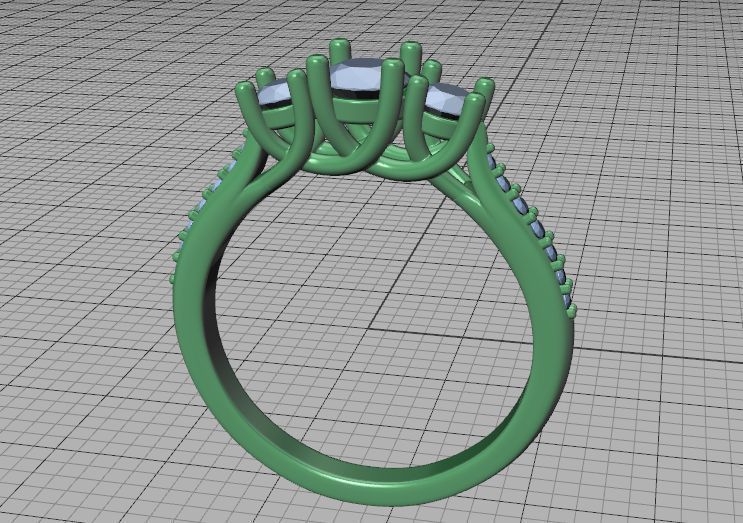 3 diamond Solitaire Trellis Engagement Ring 3Dprint model 3D print model_36