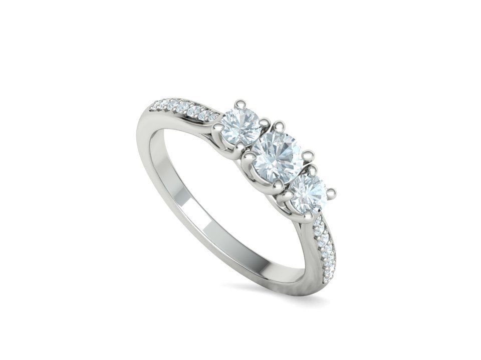 3 diamond Solitaire Trellis Engagement Ring 3Dprint model 3D print model_32