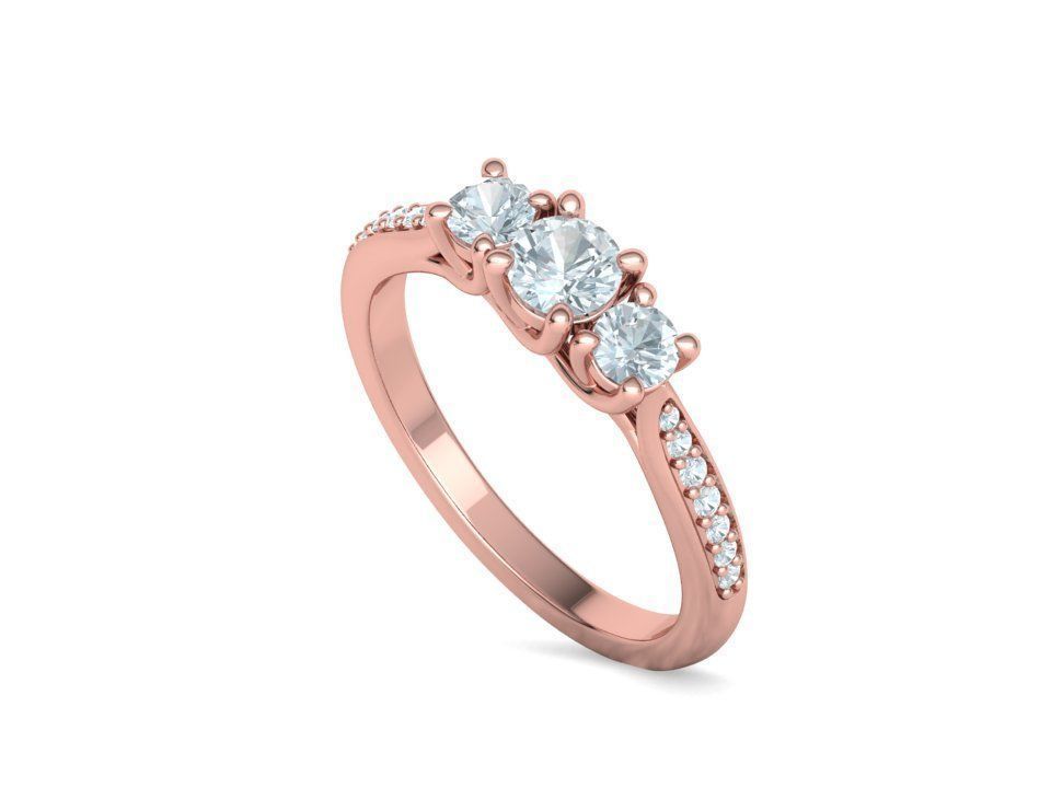 3 diamond Solitaire Trellis Engagement Ring 3Dprint model 3D print model_27