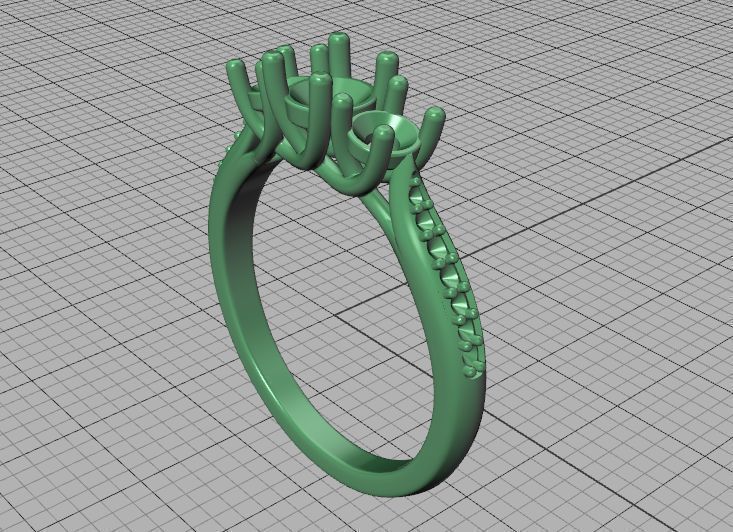 3 diamond Solitaire Trellis Engagement Ring 3Dprint model 3D print model_9