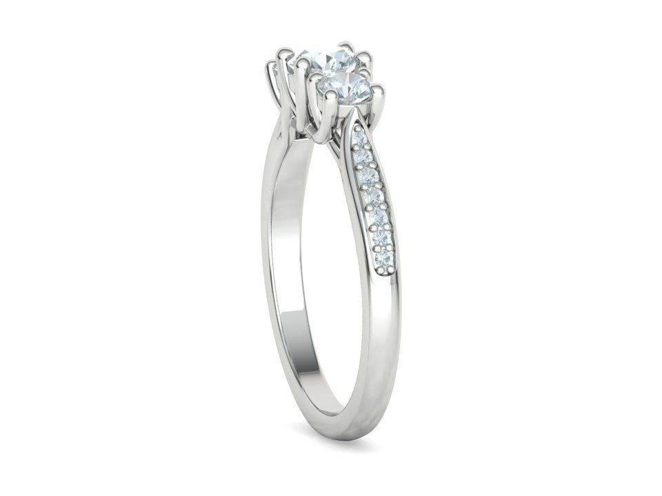 3 diamond Solitaire Trellis Engagement Ring 3Dprint model 3D print model_26