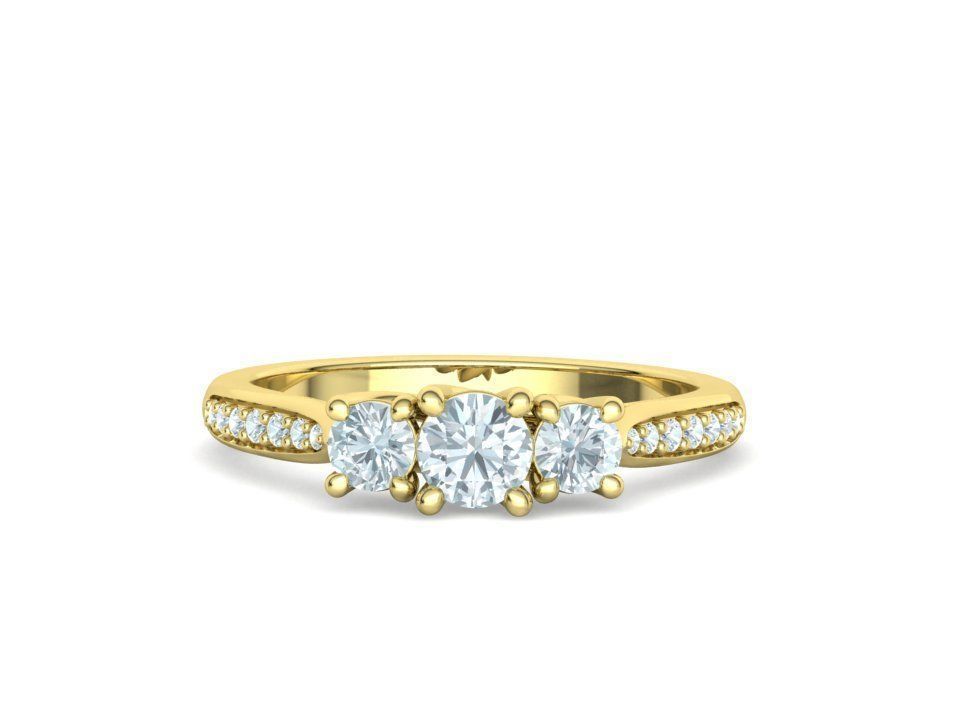 3 diamond Solitaire Trellis Engagement Ring 3Dprint model 3D print model_6