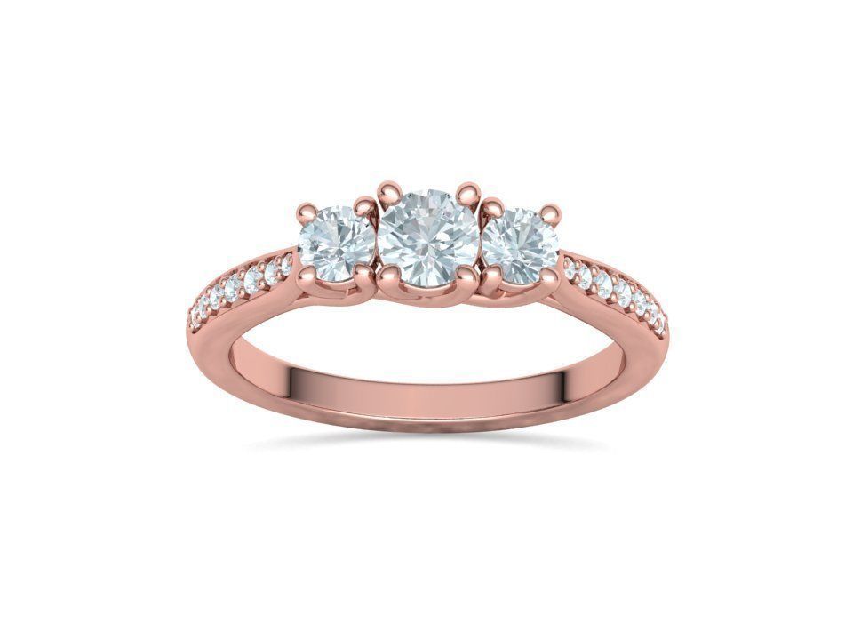 3 diamond Solitaire Trellis Engagement Ring 3Dprint model 3D print model_15