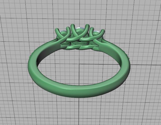 3 diamond Solitaire Trellis Engagement Ring 3Dprint model 3D print model_39