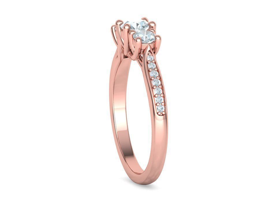 3 diamond Solitaire Trellis Engagement Ring 3Dprint model 3D print model_24