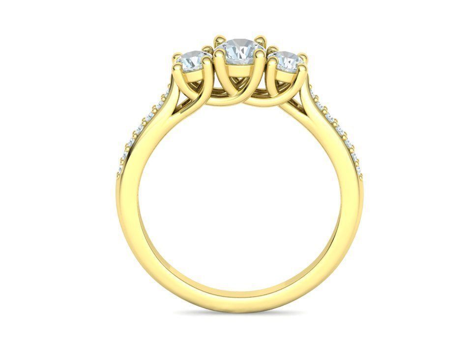 3 diamond Solitaire Trellis Engagement Ring 3Dprint model 3D print model_19