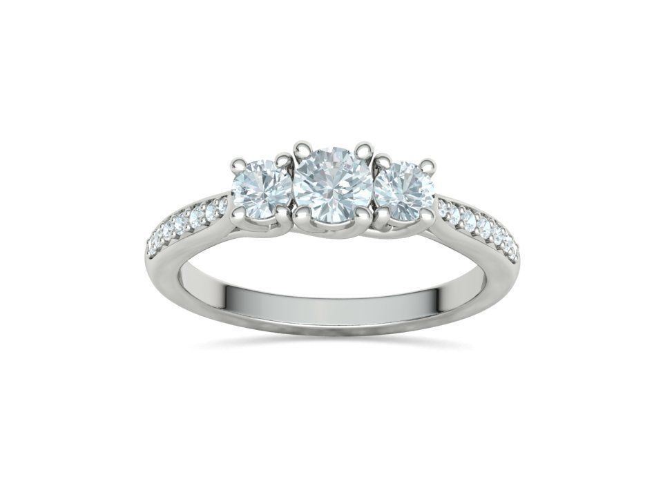 3 diamond Solitaire Trellis Engagement Ring 3Dprint model 3D print model_17