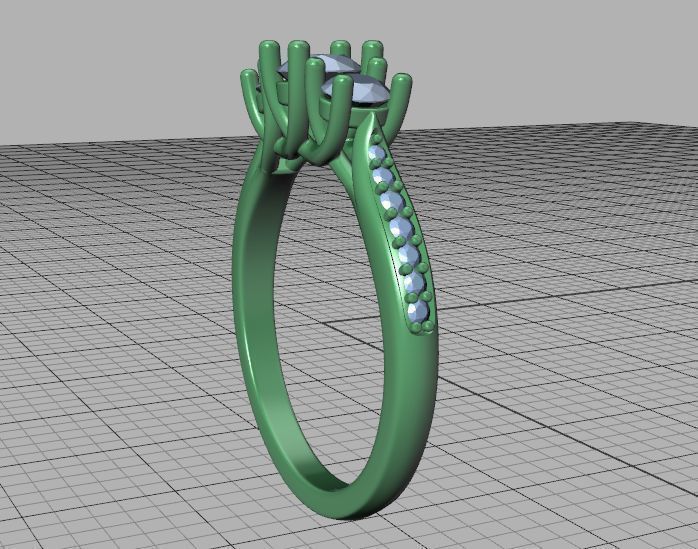 3 diamond Solitaire Trellis Engagement Ring 3Dprint model 3D print model_37
