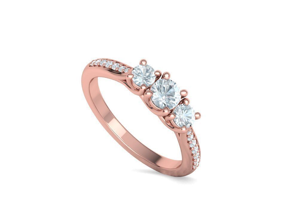 3 diamond Solitaire Trellis Engagement Ring 3Dprint model 3D print model_30