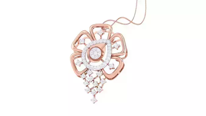 Flower High Jewelry Pendant Earrings Set 3dm stl obj mtl gltf 