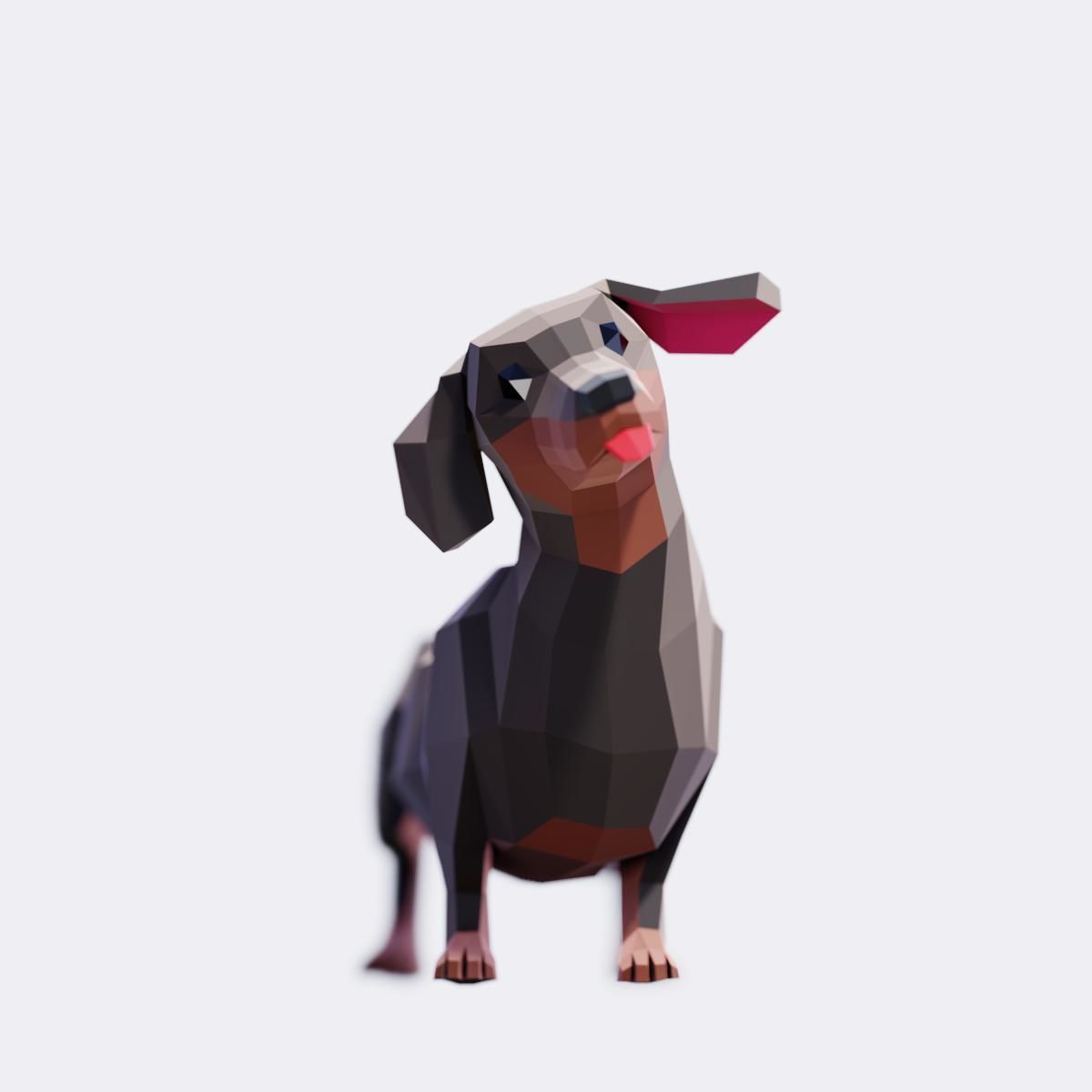 Dachshund Dogs Low-poly 3D model_4