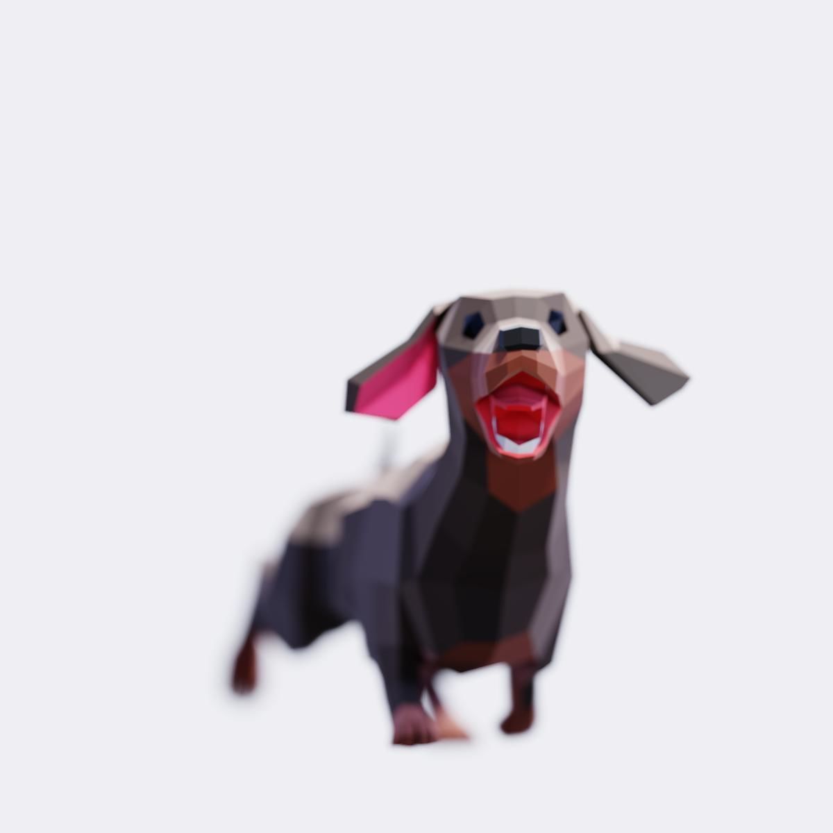 Dachshund Dogs Low-poly 3D model_2