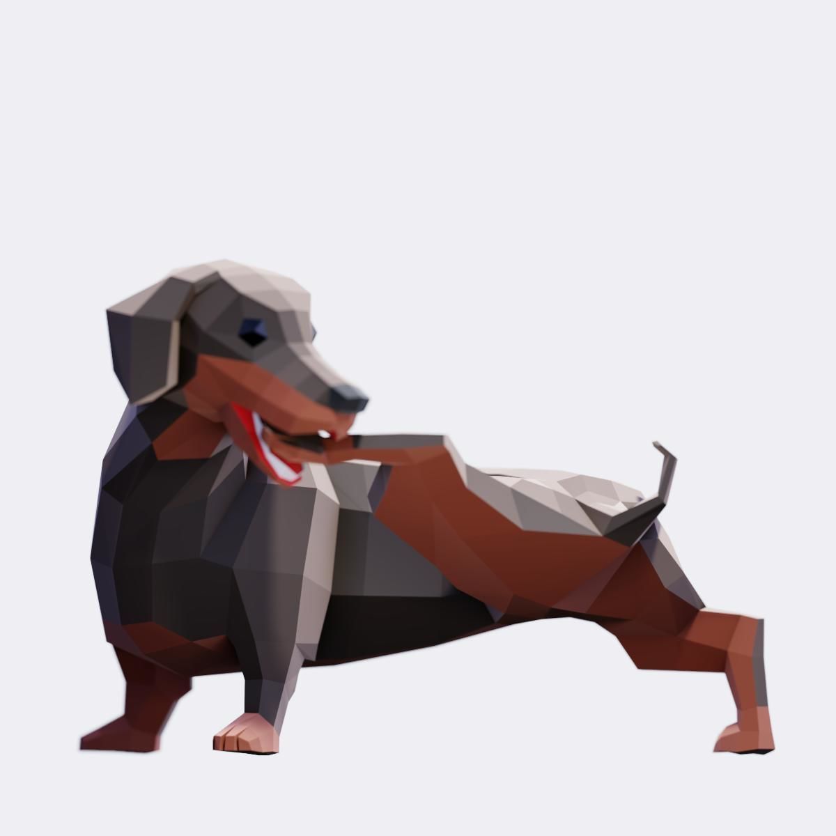Dachshund Dogs Low-poly 3D model_3