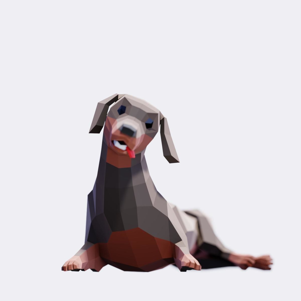 Dachshund Dogs Low-poly 3D model_5