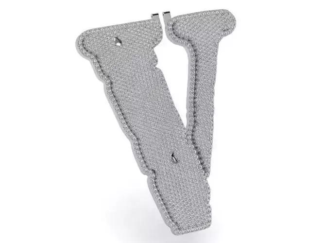 V Letter Pave Pendant 4487