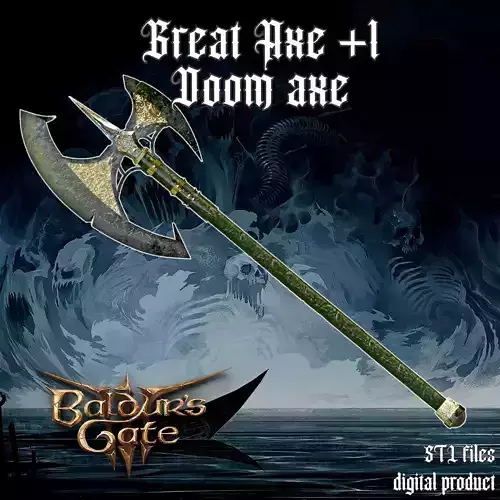 Fantasy Bloodsoaked Great Axe Baldurs Gate 3 3D print model
