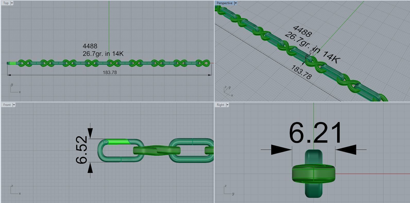 Chain Bracelet 4488 3D print model_4