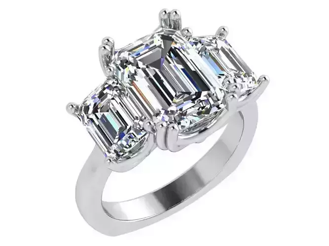 Three Stone Emerald Ring 4491