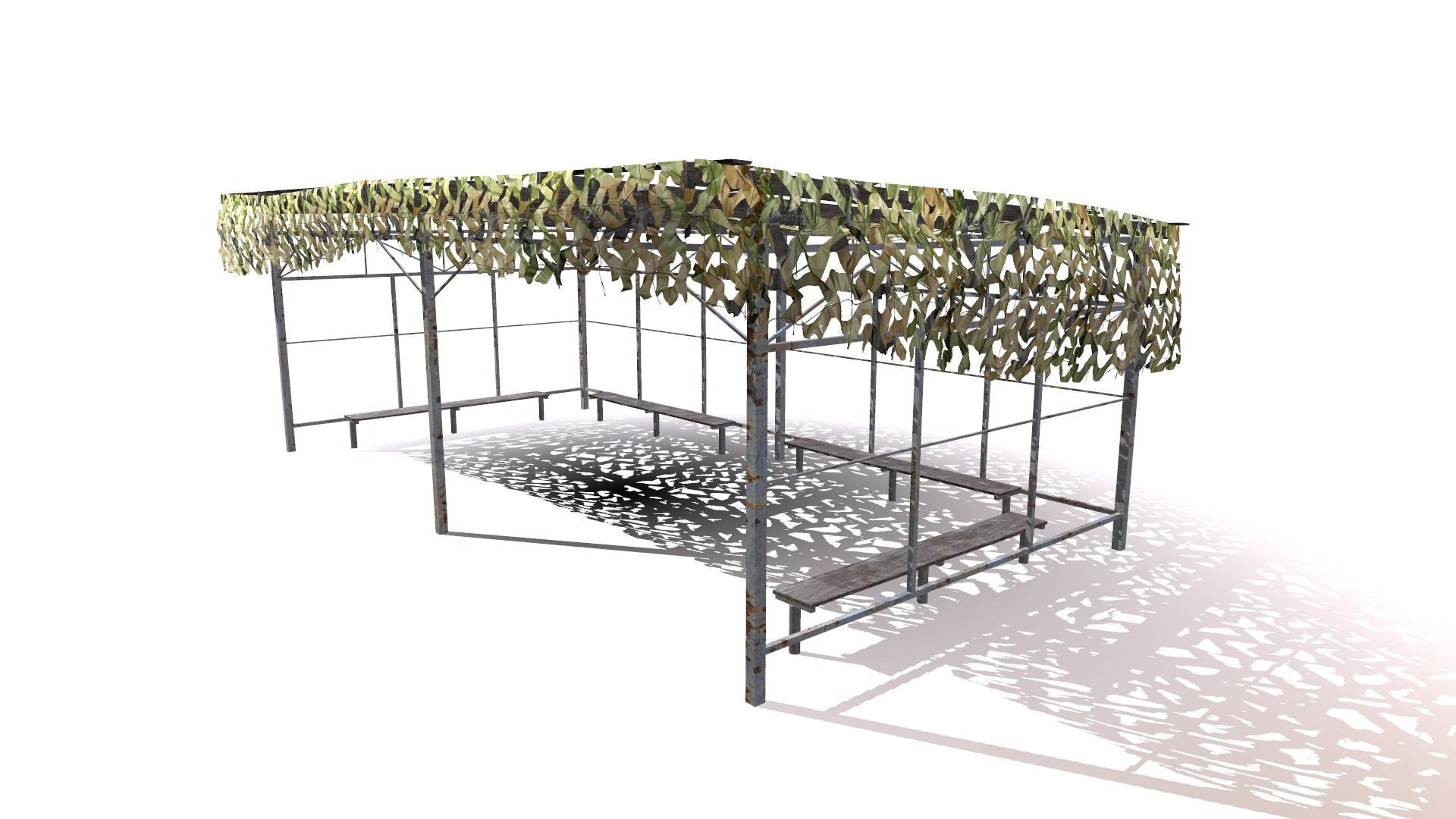 canopy with camouflage net Low-poly 3D model_14